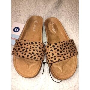 Cat & Jack Girls Summer Sandals Slide-On Size 13 Leopard Brown